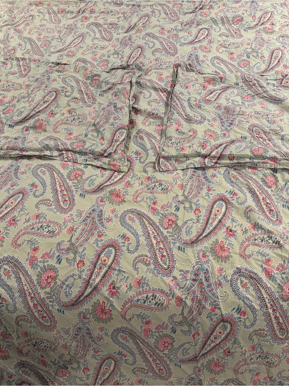Pottery Barn Paisley Duvet in Green, Pink and Blue